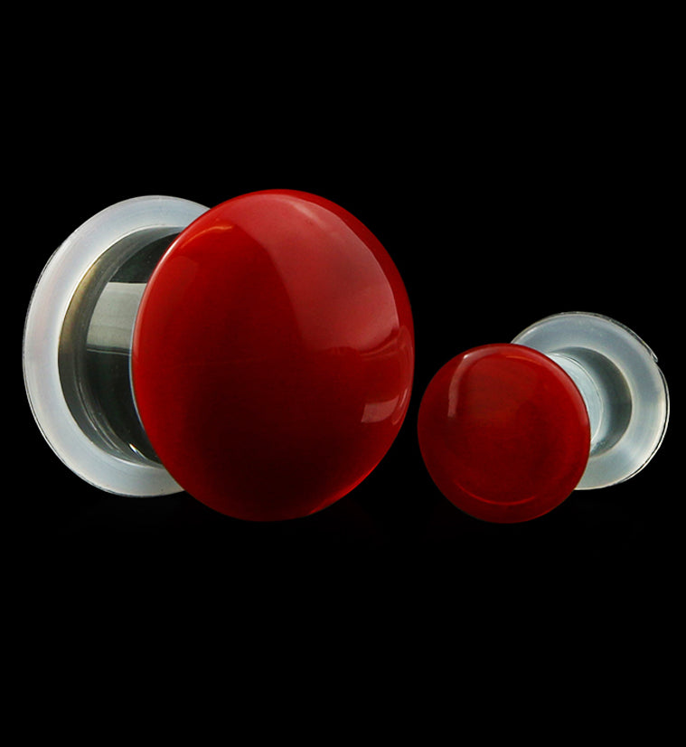 Red Color Front Single Flare Glass Plugs