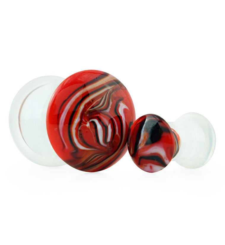 Red Haze Single Flare Glass Plugs