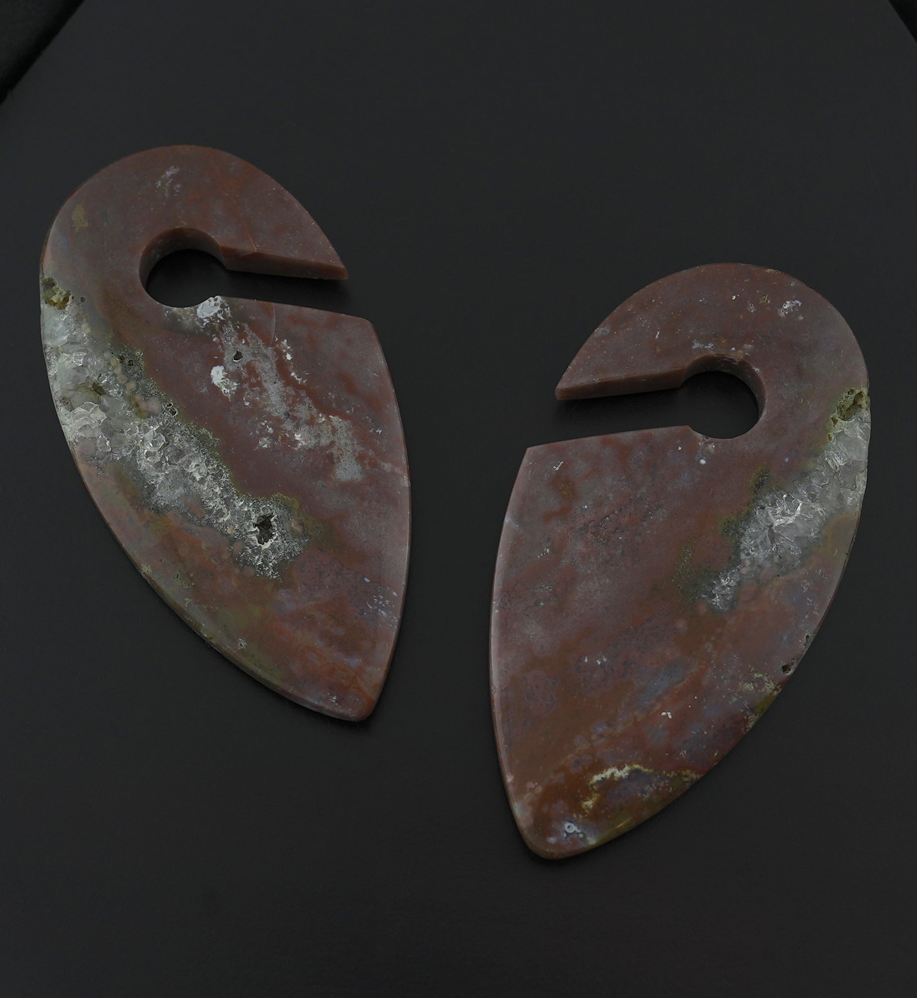 Red Moss Agate Stone Keyhole Ear Weights