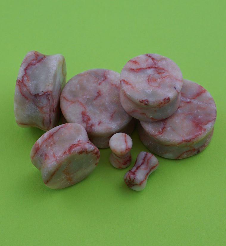 Red Net Jasper Stone Double Flare Plugs