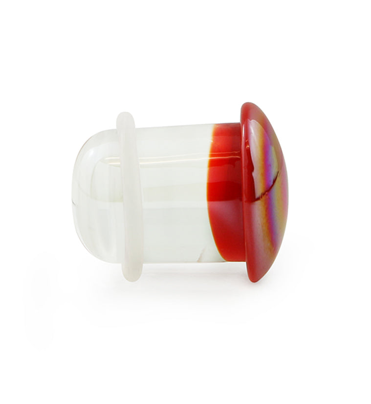 Red Oil Splash Single Flare Glass Plugs