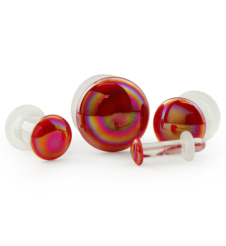 Red Oil Splash Single Flare Glass Plugs