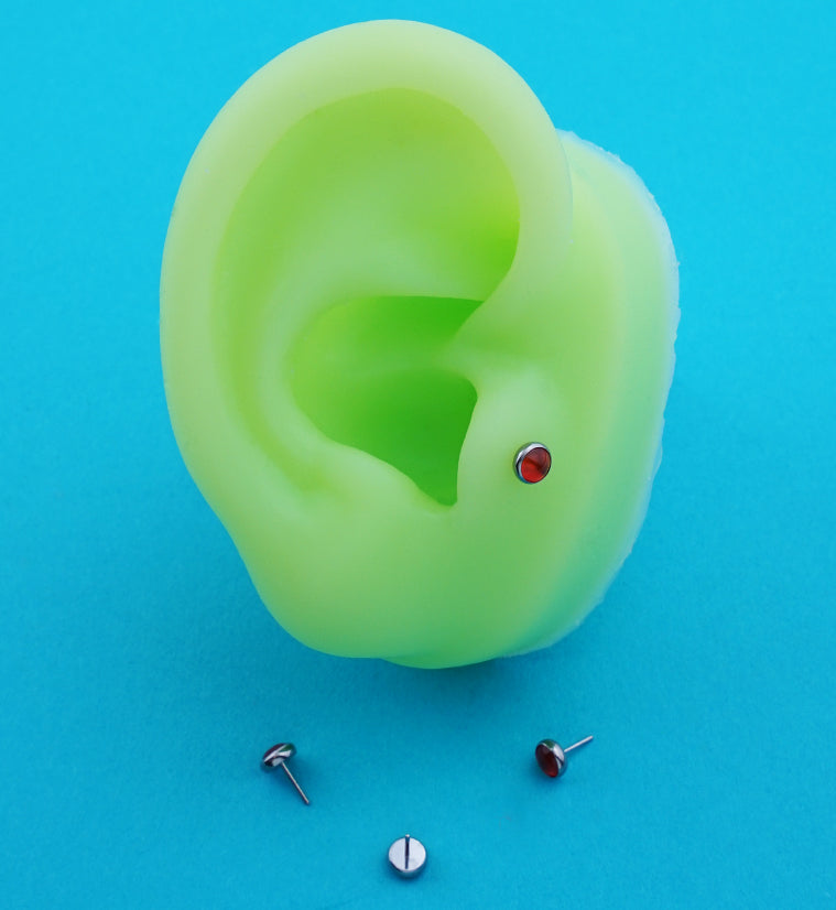 Red Onyx Stone Titanium Threadless Top