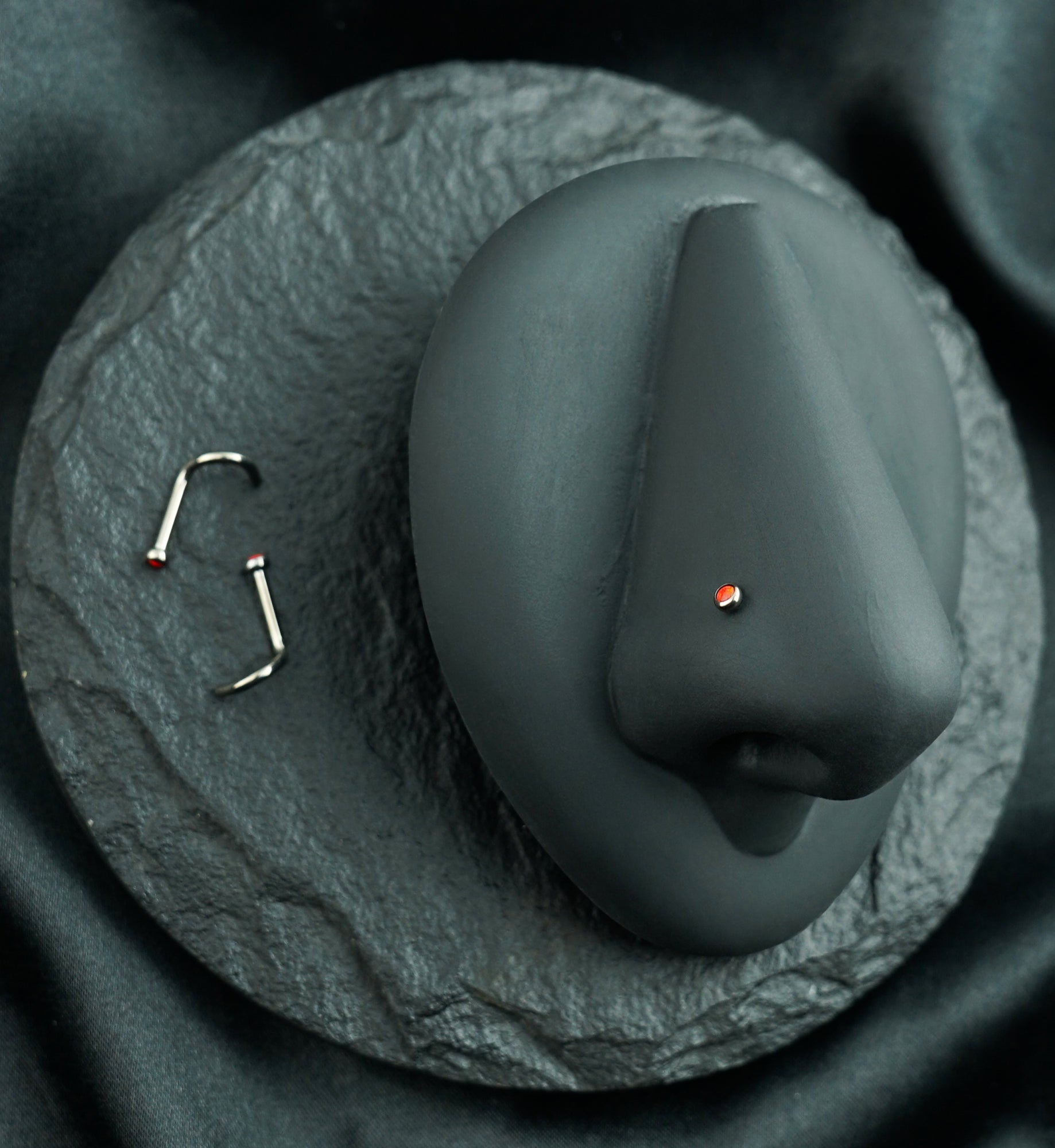 Red Opalite Titanium Nose Screw Ring