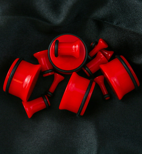 Red Single Flare Acrylic Plugs