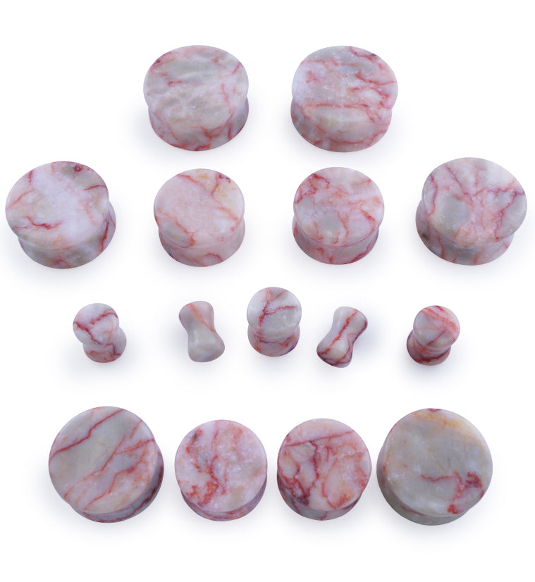 Red Net Jasper Stone Double Flare Plugs