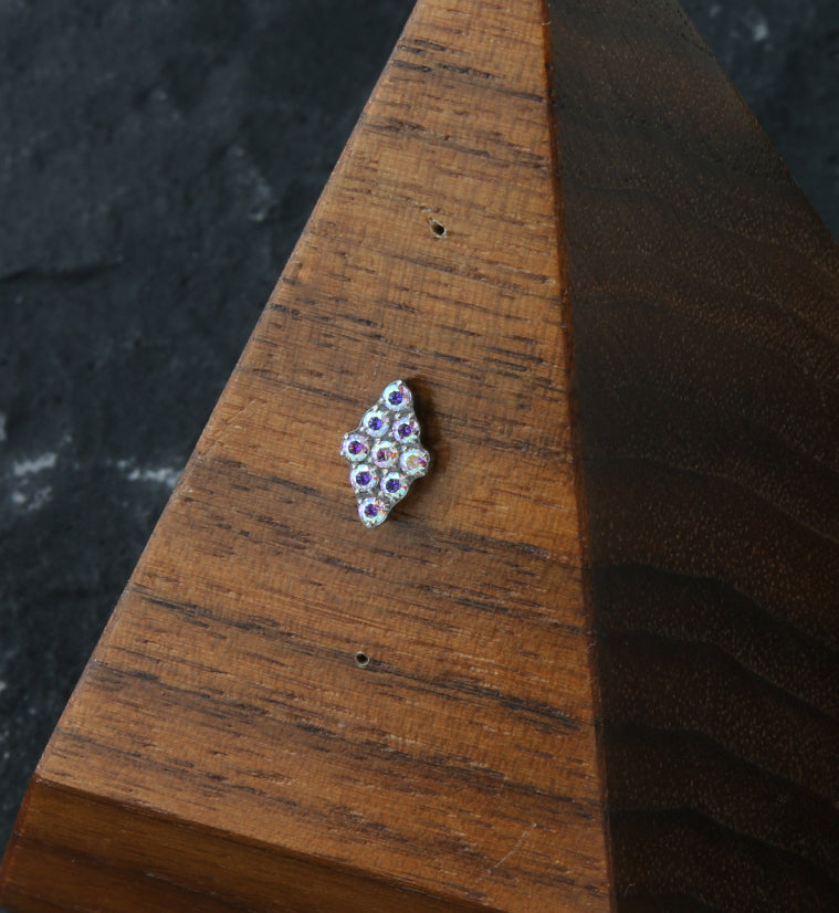 Rhombus Rainbow Aurora CZ Threadless Titanium Top