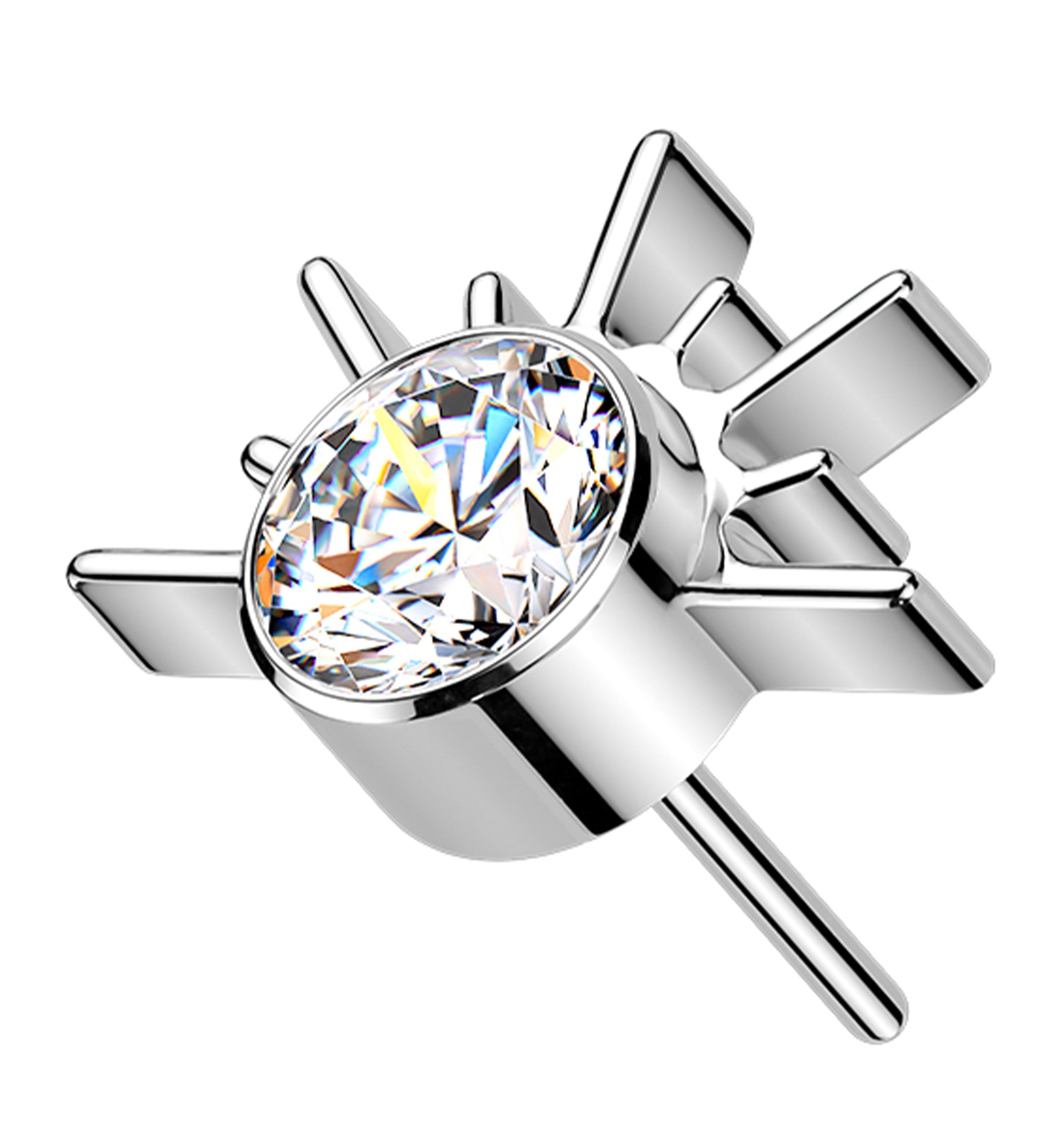 Rising Sun Clear CZ Titanium Threadless Top