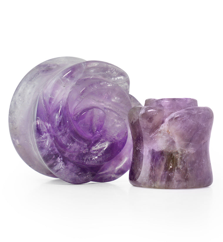 Purple Amethyst Stone Rosebud Plugs