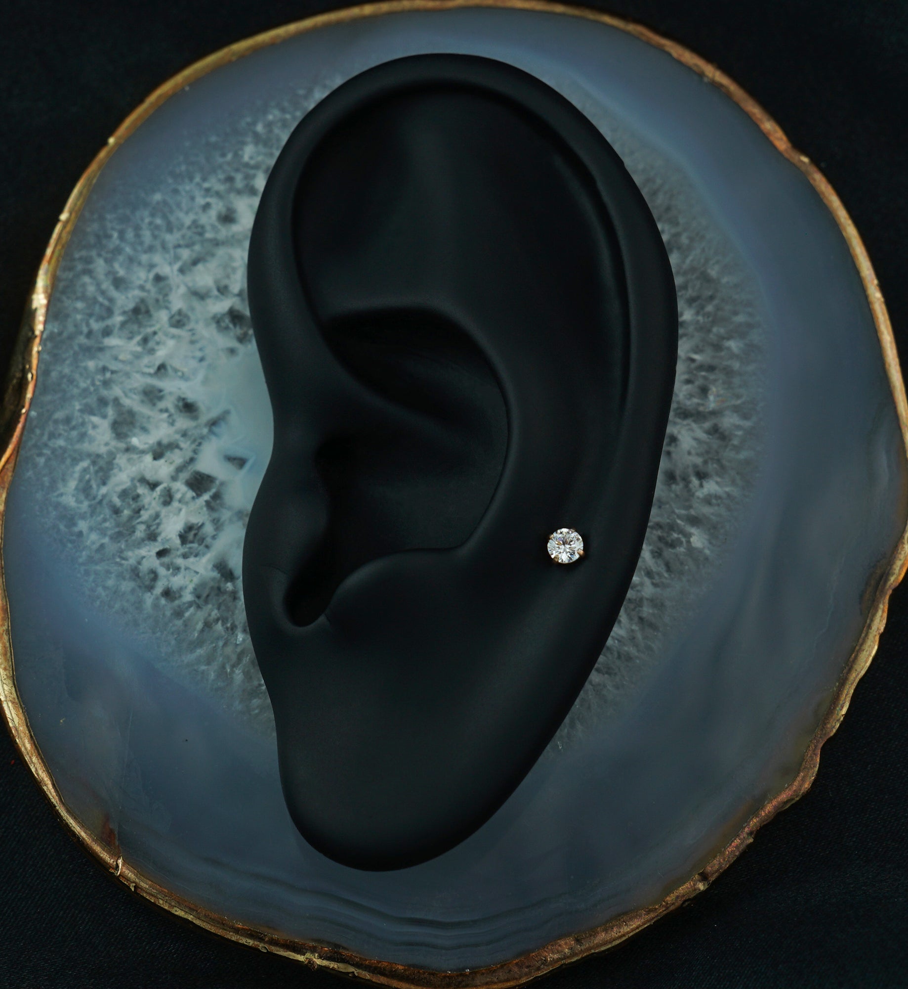 Rose Gold CZ Prong Titanium Internally Threaded Labret