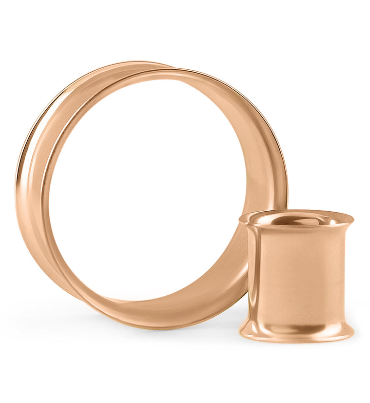 Rose Gold Stainless Steel Double Flare Tunnels