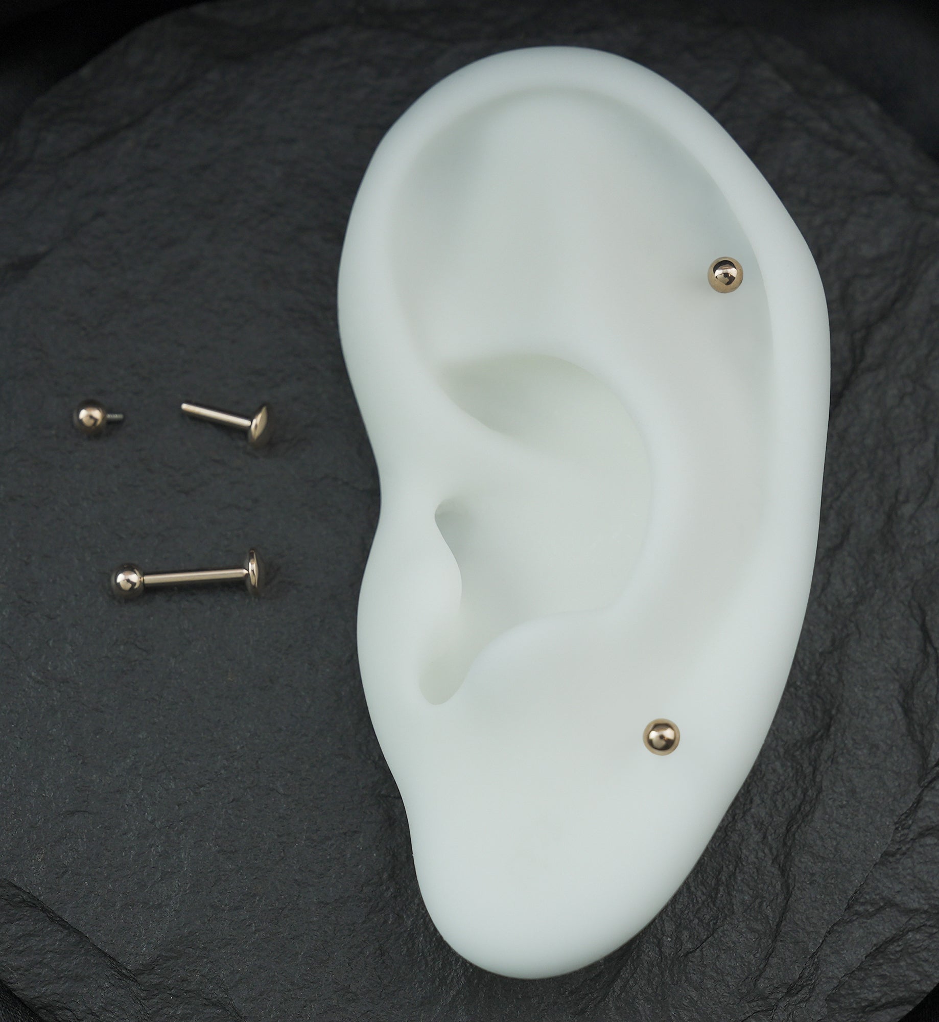 Rose Gold PVD Ball Top Internally Threaded Titanium Convex Disk Labret