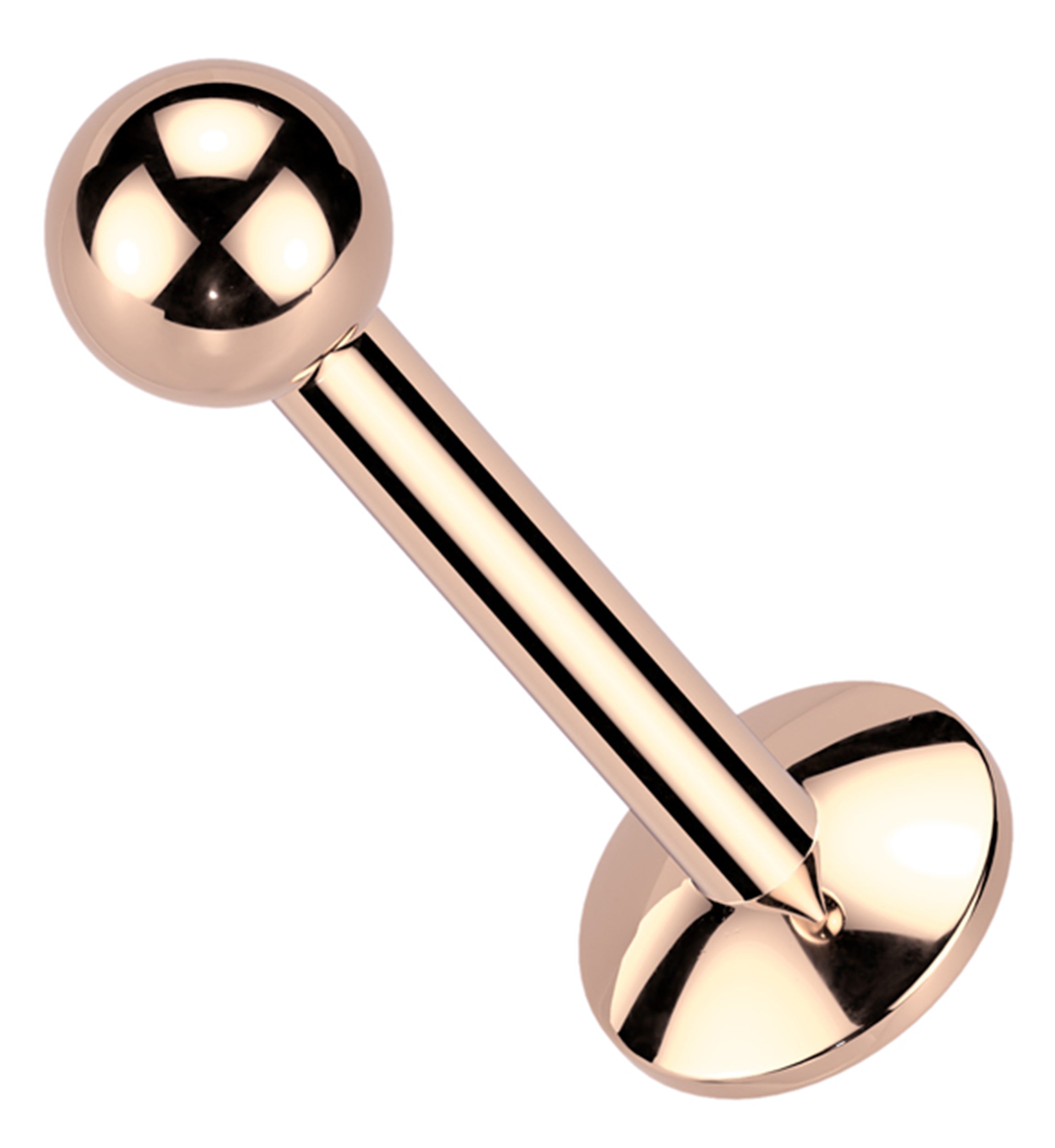 Rose Gold PVD Ball Top Internally Threaded Titanium Convex Disk Labret