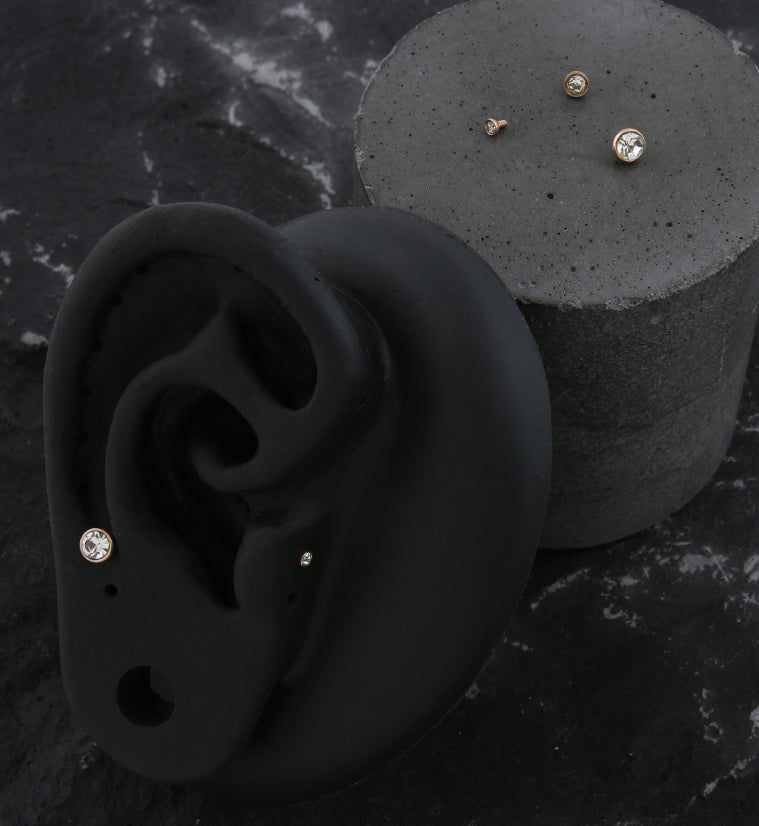 Rose Gold PVD Bezel Clear CZ Stainless Steel Internally Threaded Top