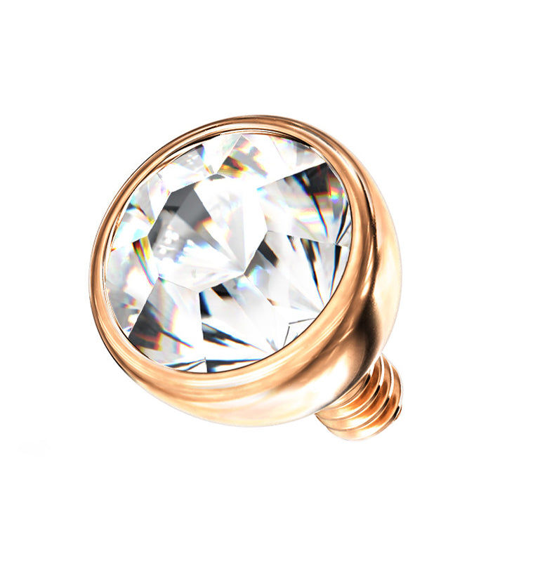 Rose Gold PVD Bezel Clear CZ Stainless Steel Internally Threaded Top