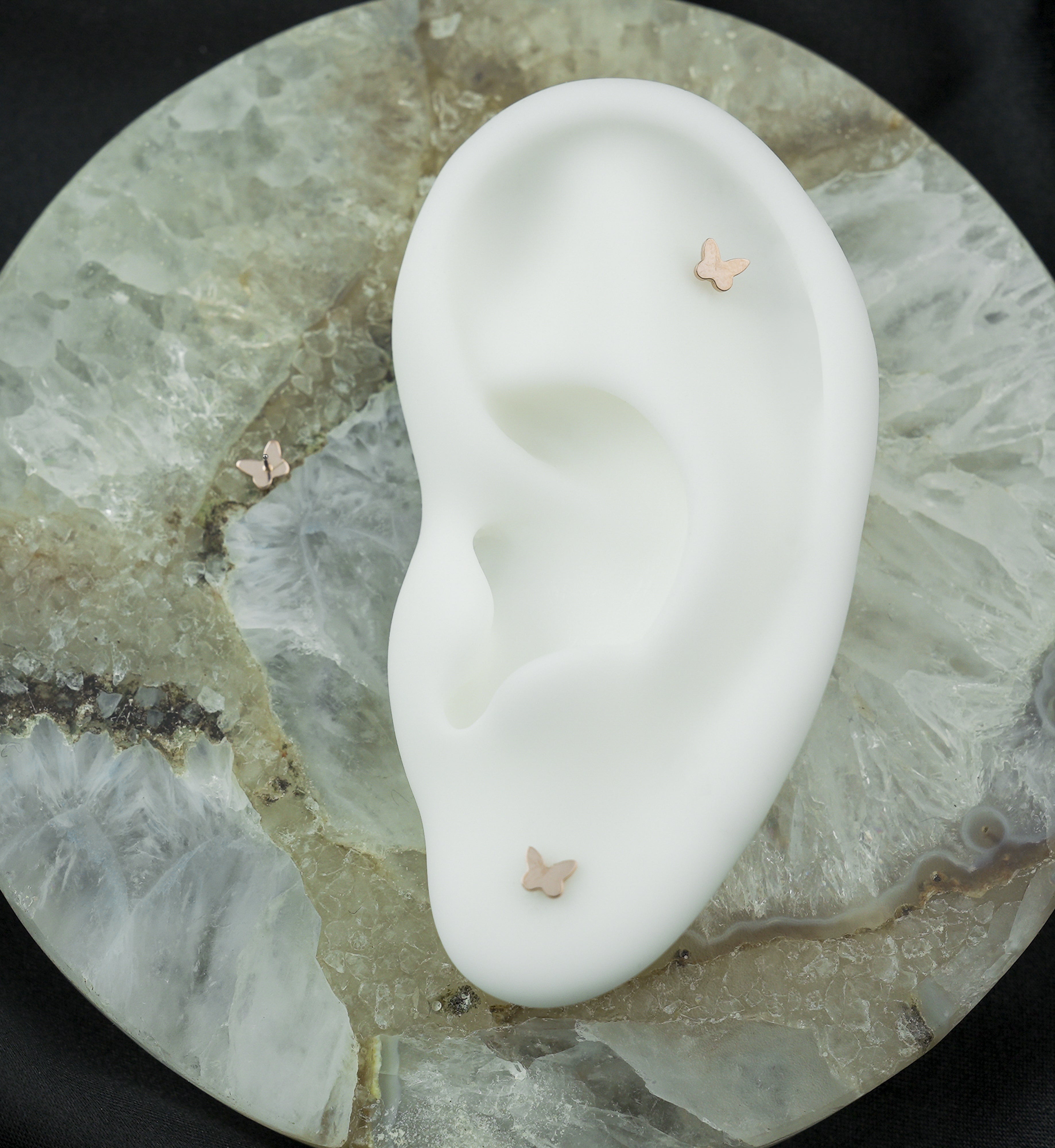 Rose Gold PVD Bubble Butterfly Titanium Threadless Top