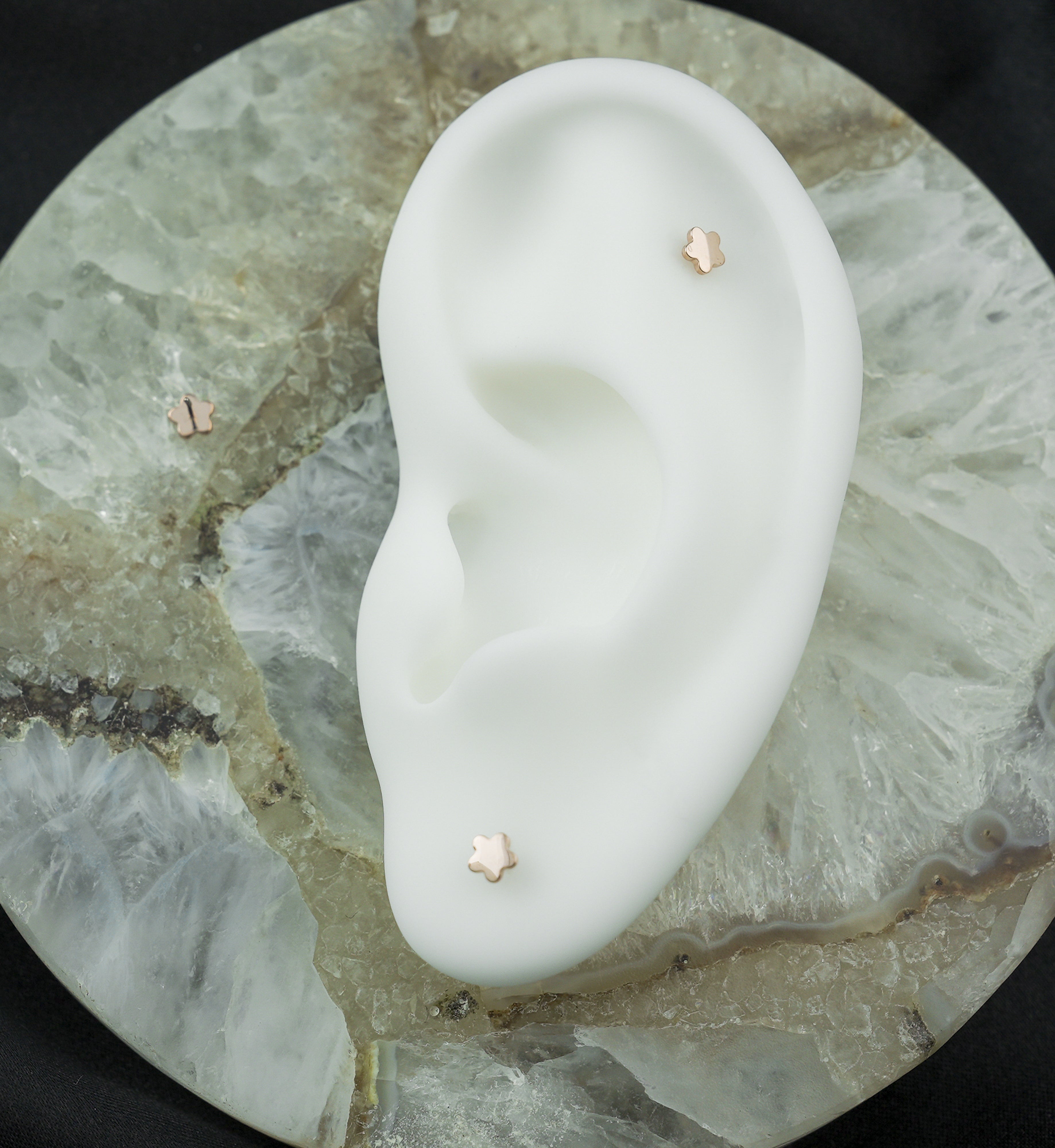 Rose Gold PVD Bubble Flower Titanium Threadless Top