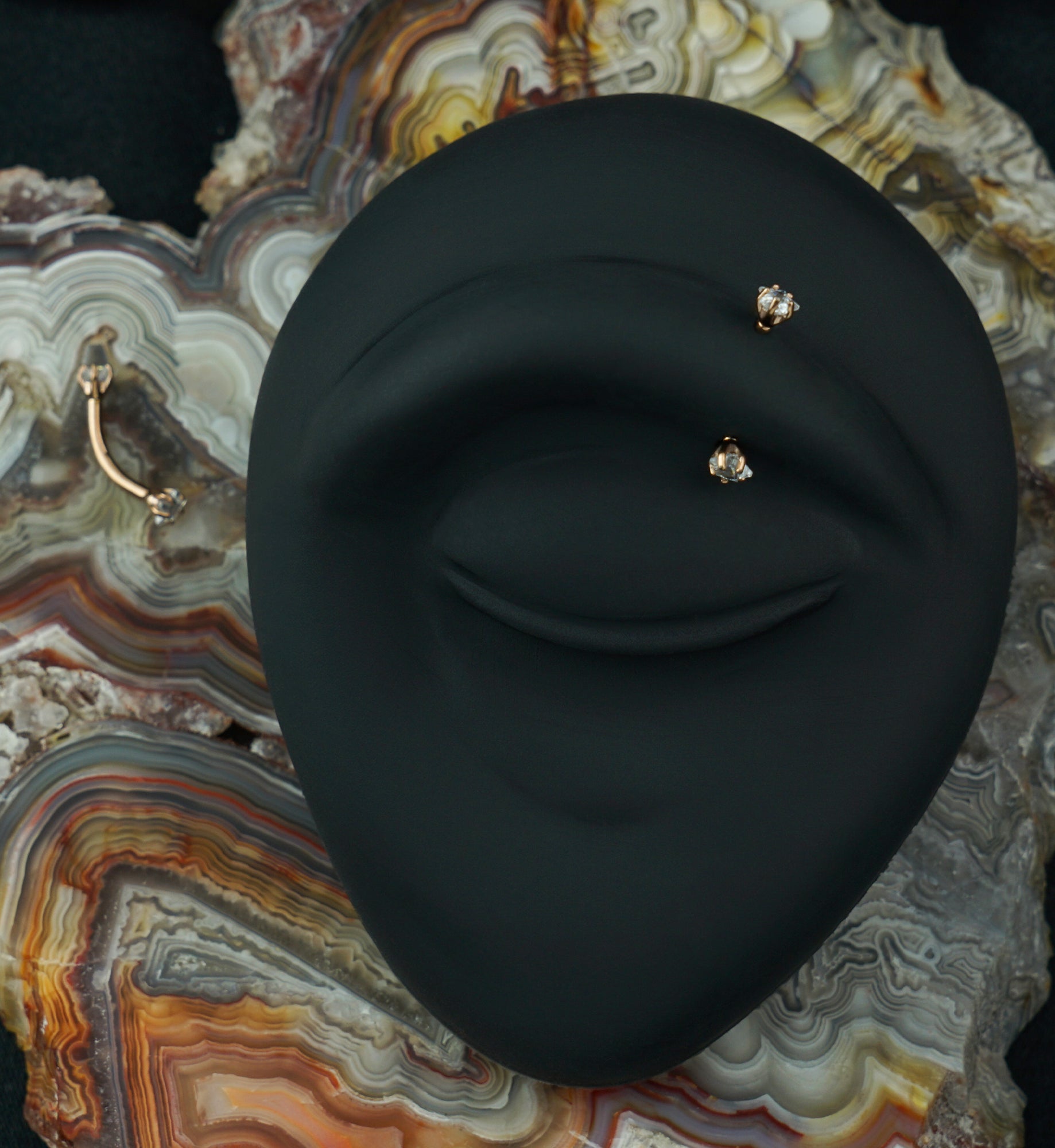 Rose Gold PVD Clear Star CZ Prong Set Stainless Steel Curved Barbell