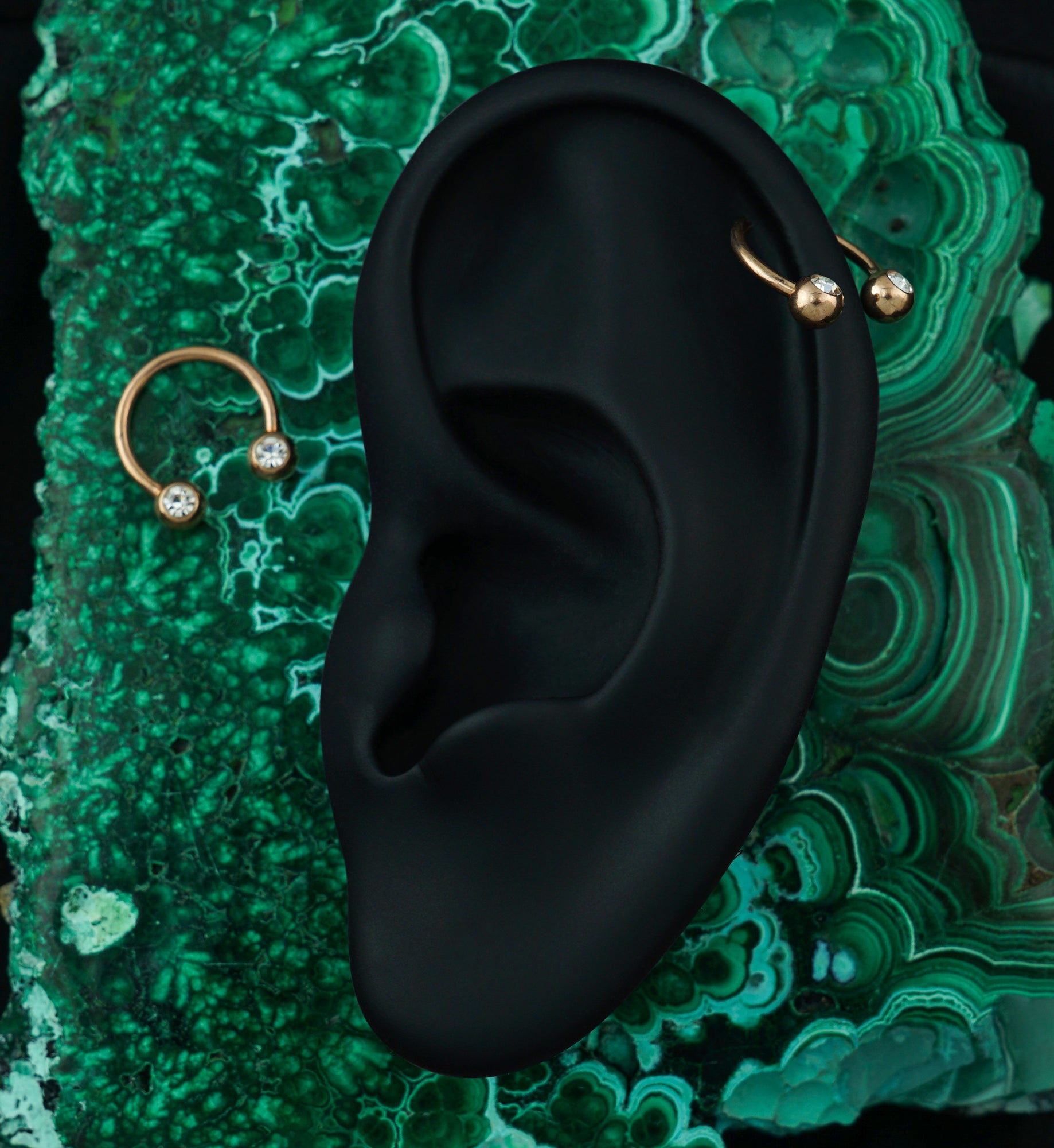 Rose Gold PVD CZ Circular Barbell