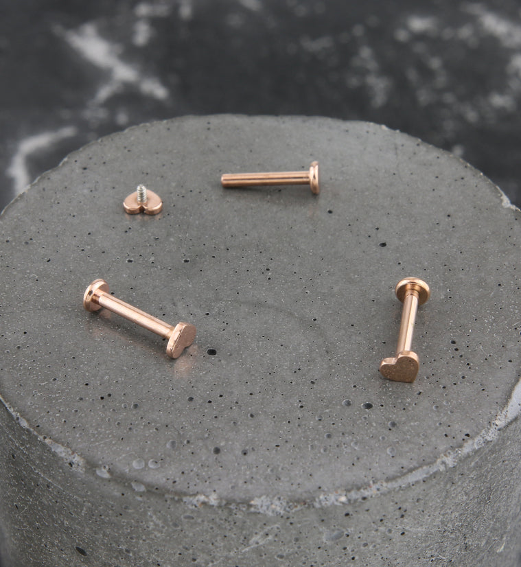 Rose Gold PVD Heart Internally Threaded Titanium Labret
