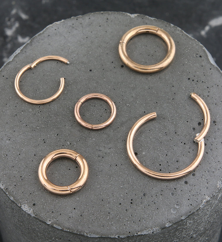 Rose Gold PVD Hinged Stainless Steel Segment Hoop Ring