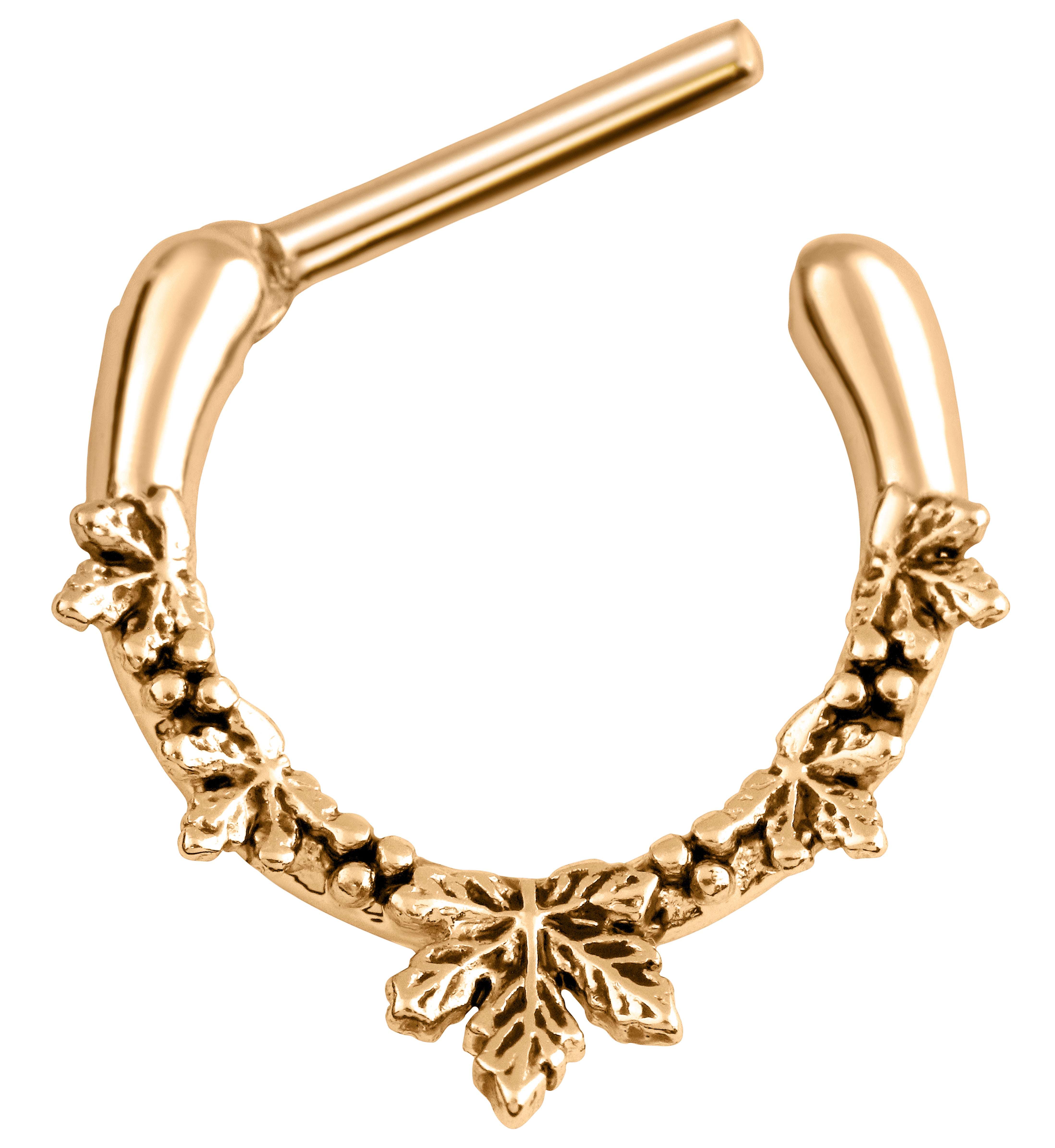 Rose Gold PVD Maple Leaf Stainless Steel Straight Hinged Segment Ring