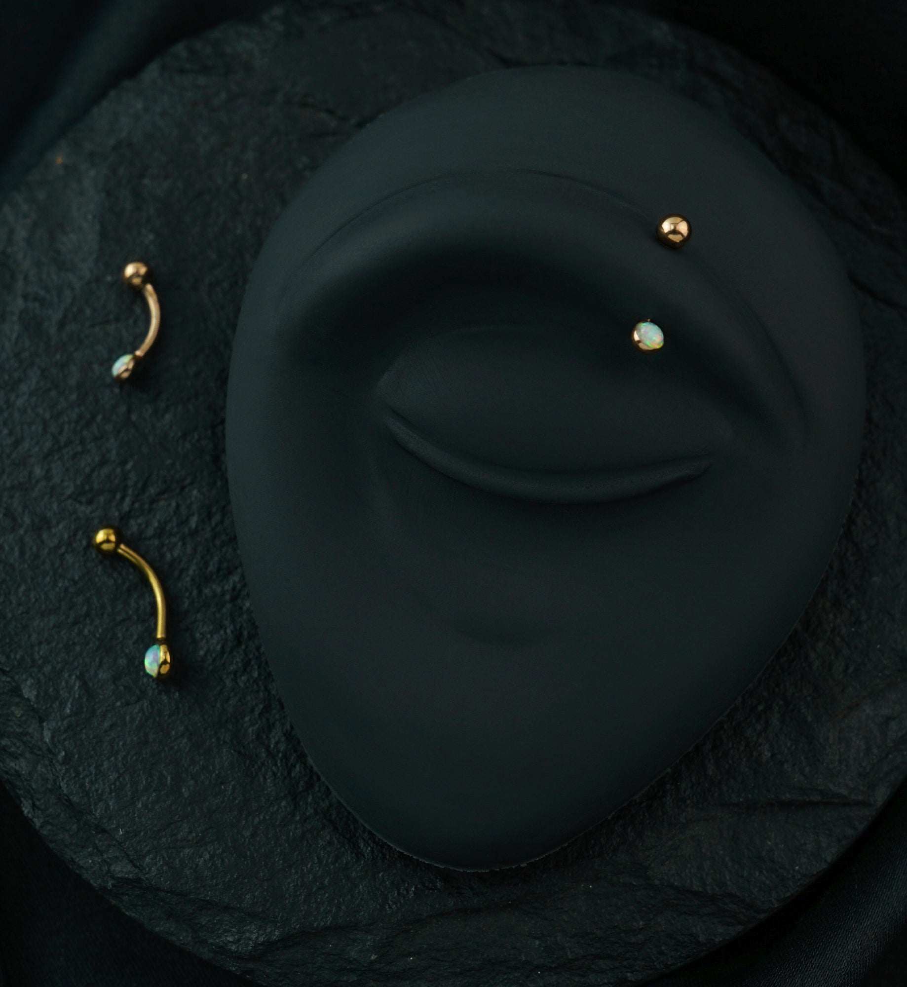 Rose Gold PVD Opal Flat Back Curved Barbell