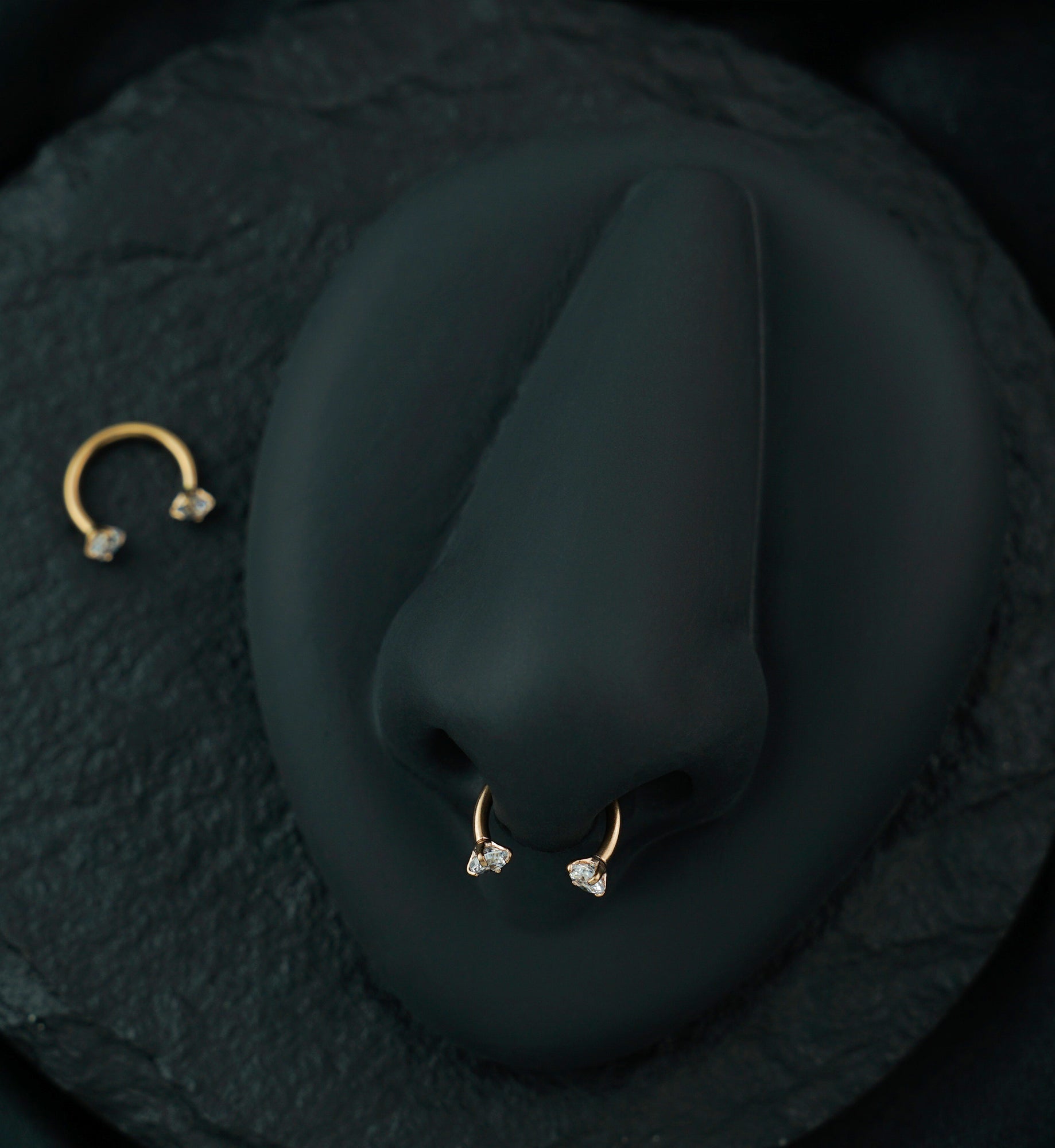 Rose Gold PVD Prong Set CZ Circular Barbell