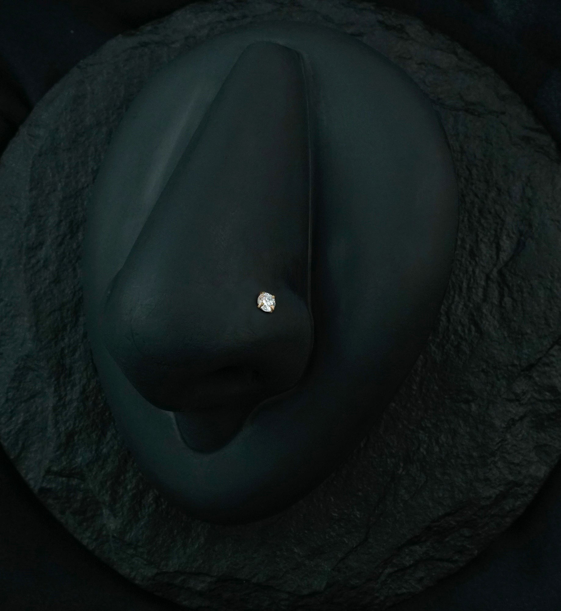 Rose Gold PVD Prong Set CZ Stainless Steel Nose Screw