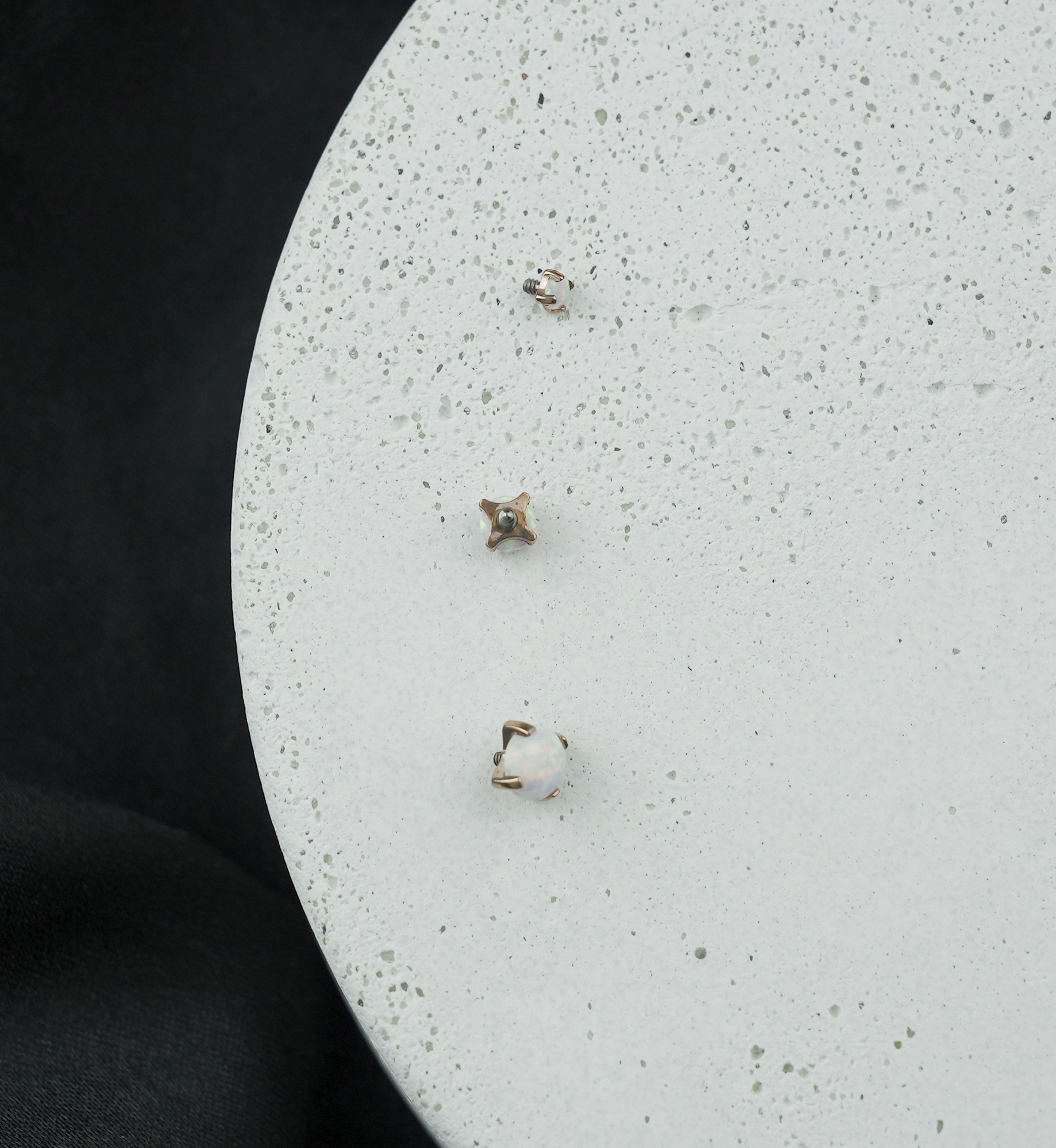 Rose Gold PVD Prong White Opalite Titanium Internally Threaded Top