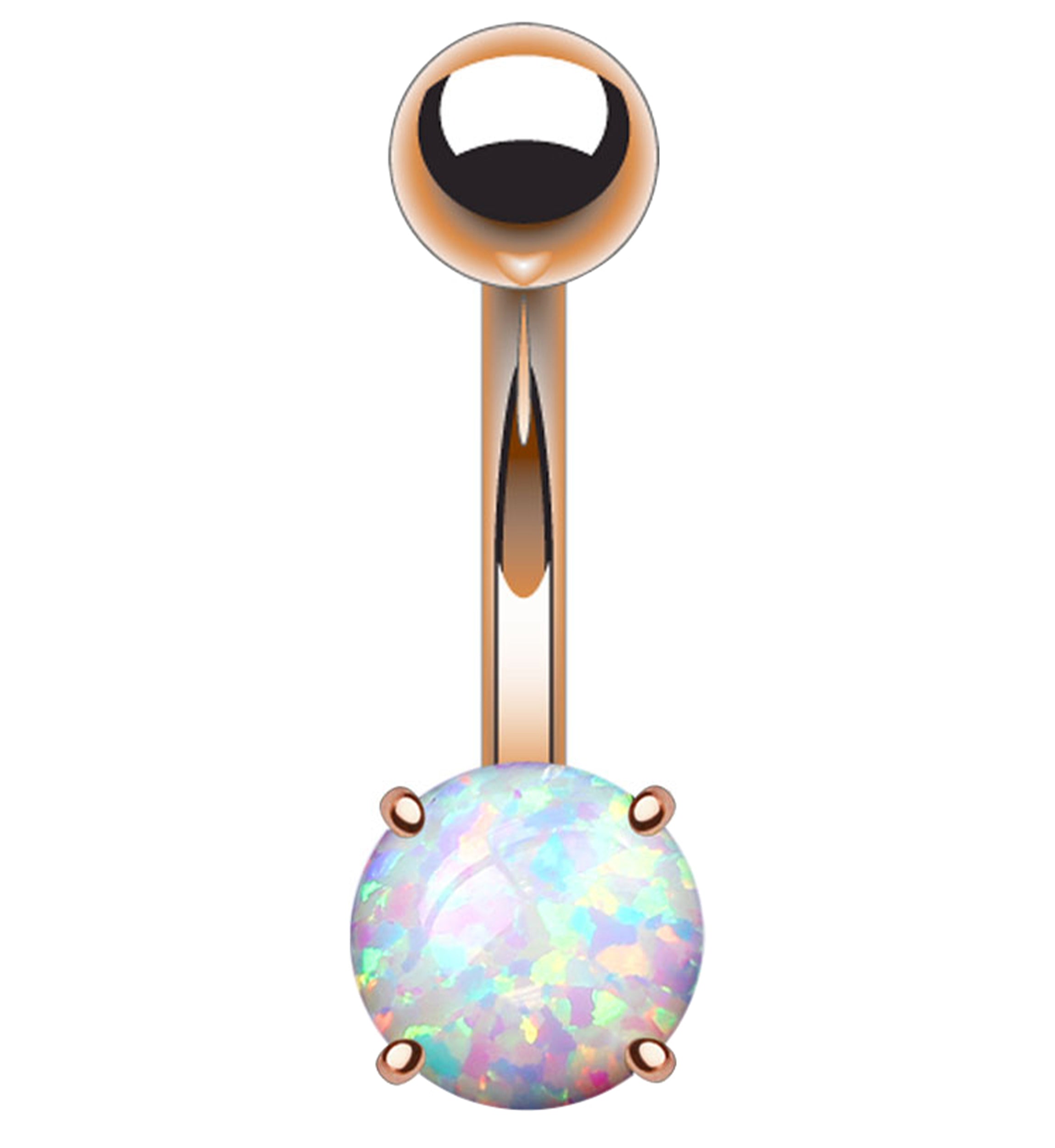 Rose Gold PVD Simple Opalite Stainless Steel Belly Button Ring