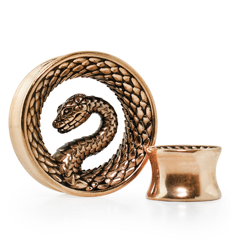 Rose Gold PVD Snake Stainless Steel Tunnels