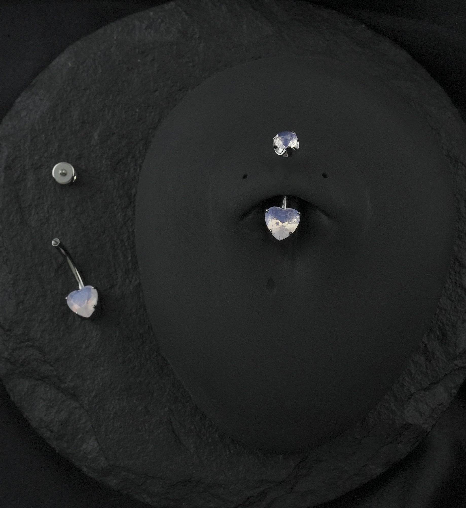 Rose Quartz Stone Heart Internally Threaded Titanium Belly Button Ring