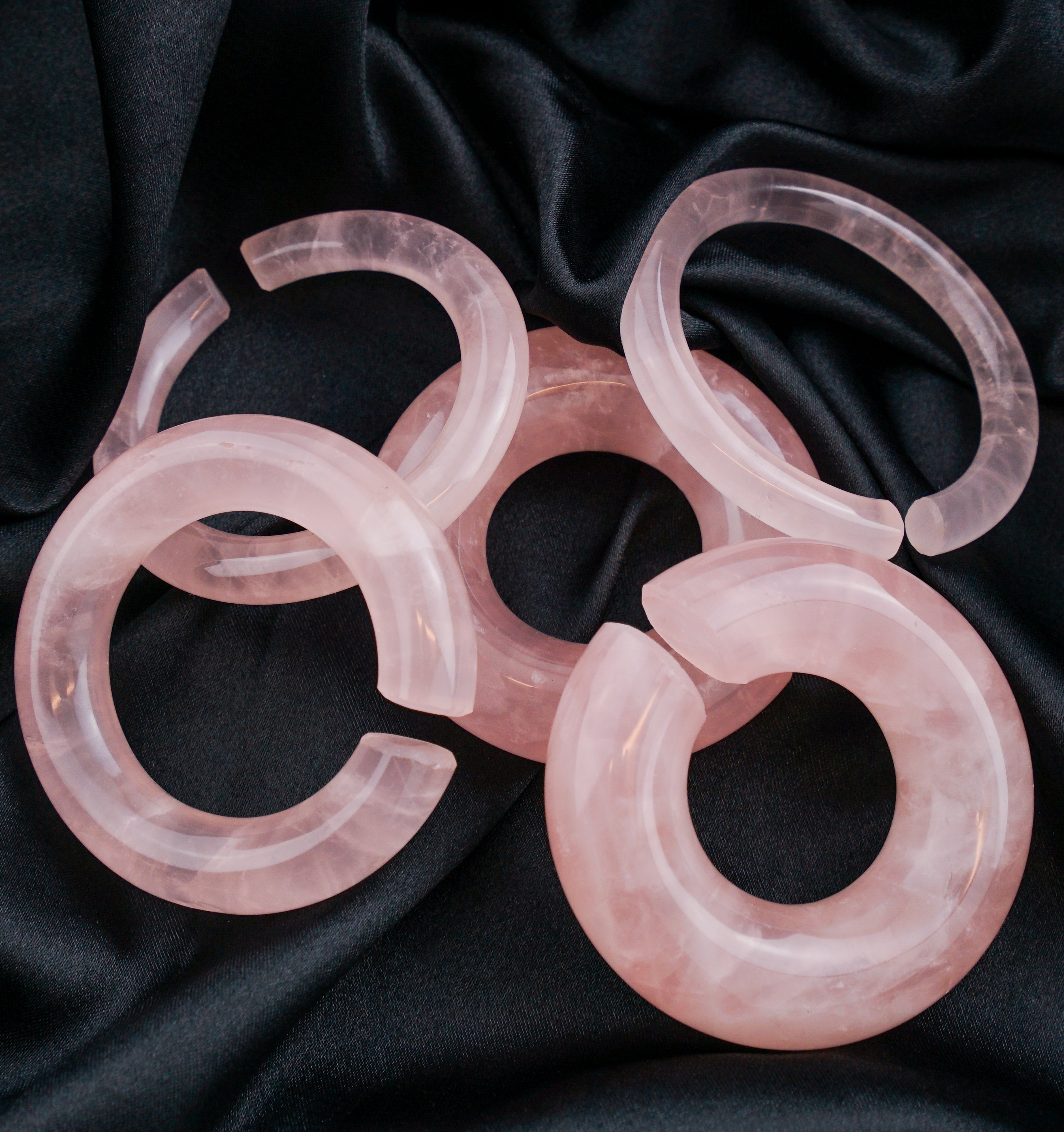 Rose Quartz Stone Hoop Plugs