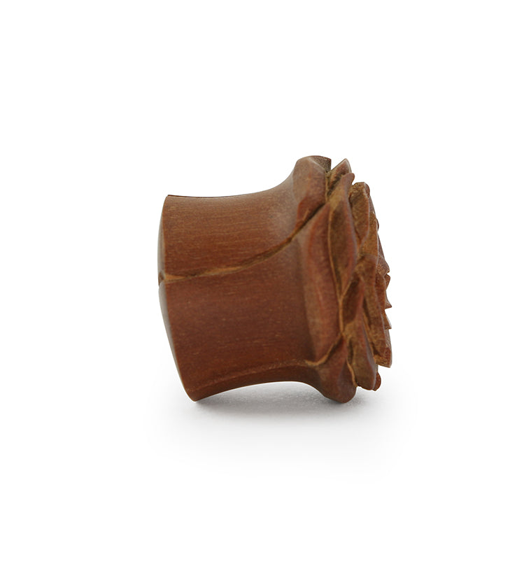 Carved Rosebud Saba Wood Plugs