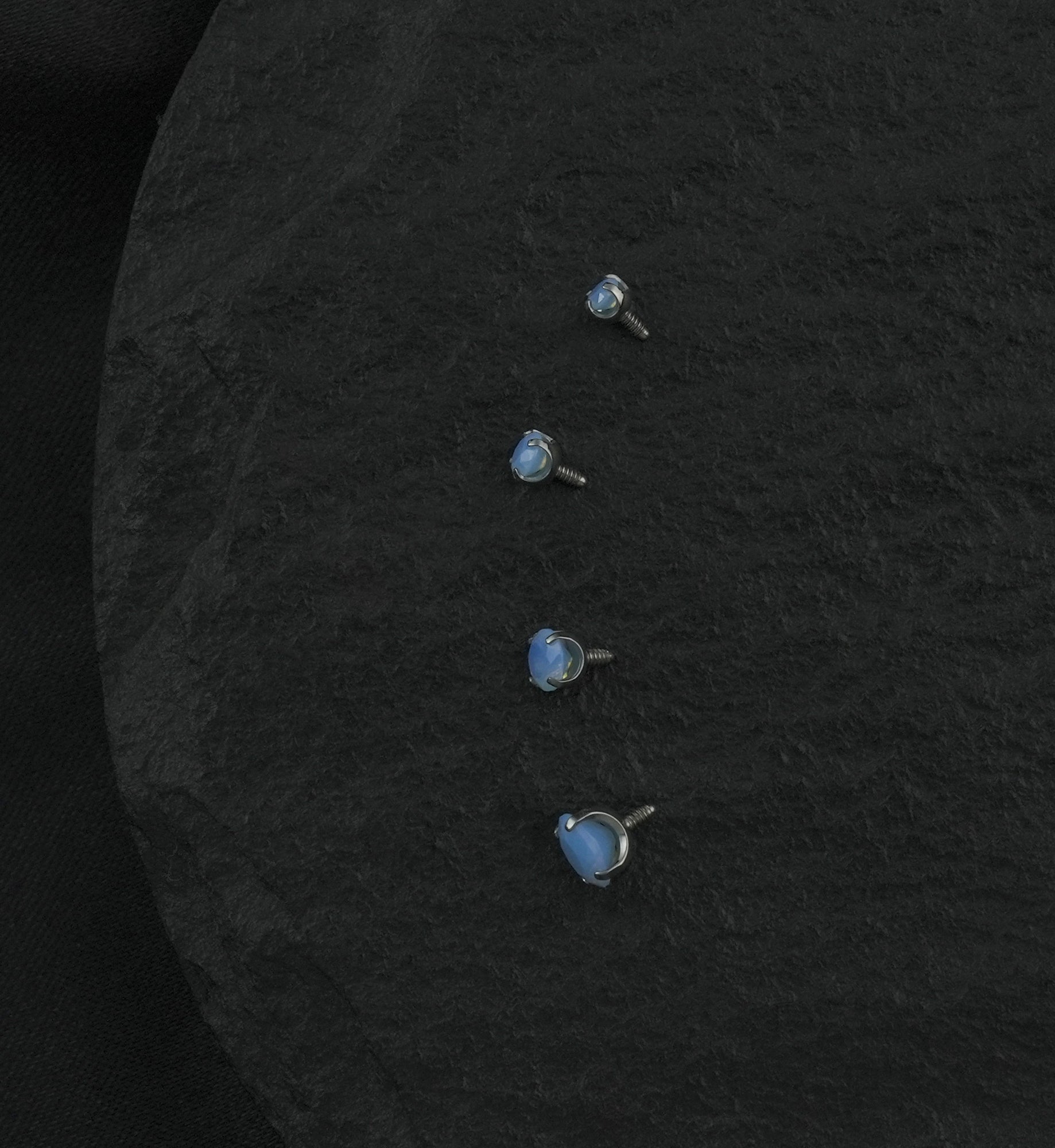 Round Blue Opalite Titanium Internally Threaded Top