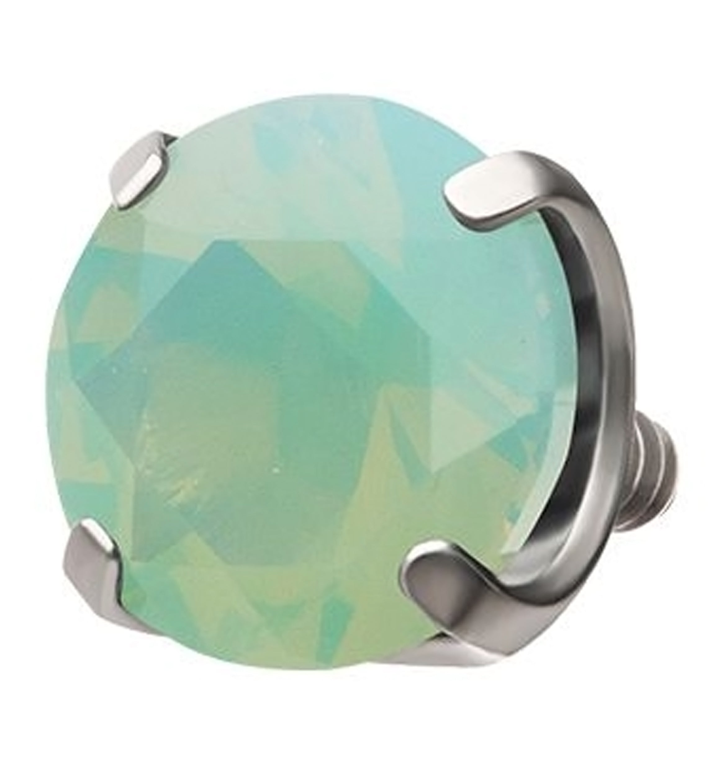 Round Green Opalite Titanium Internally Threaded Top