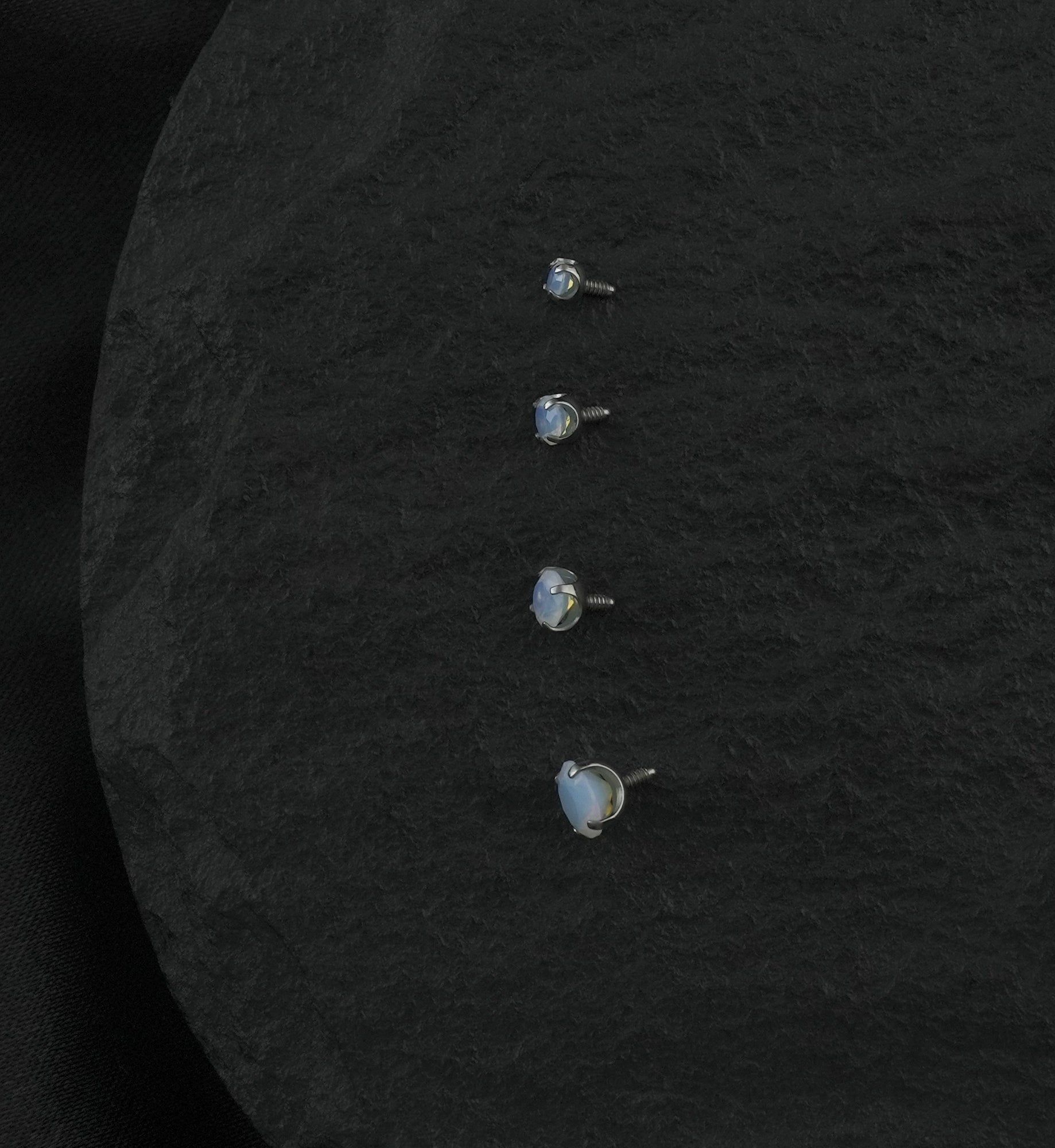 Round White Opalite Titanium Internally Threaded Top