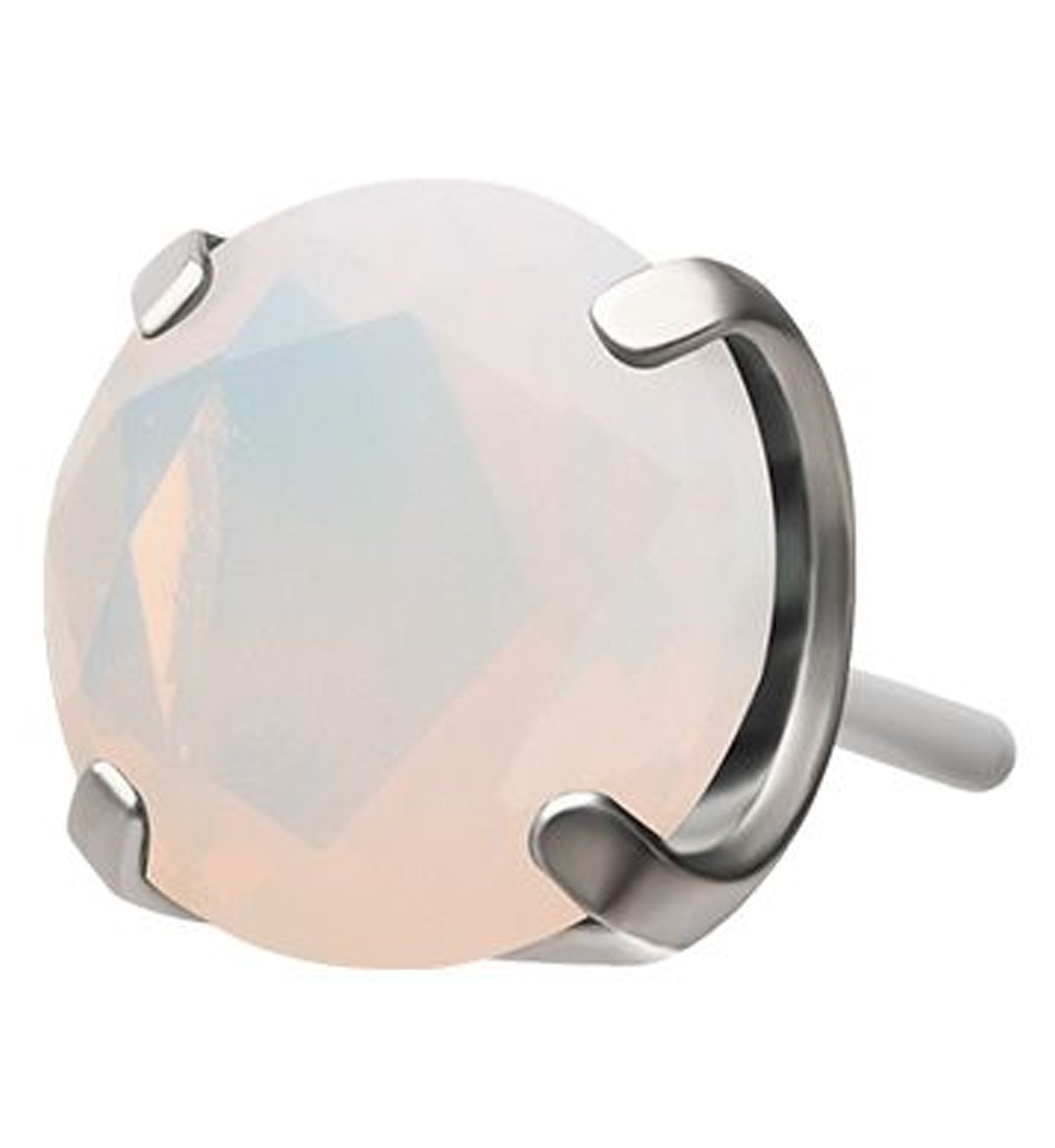 Round White Opalite Titanium Threadless Top