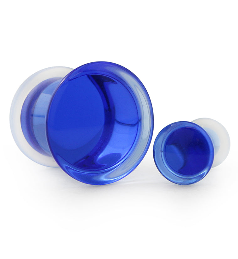 Royal Blue Glass Plugs - Single Flare