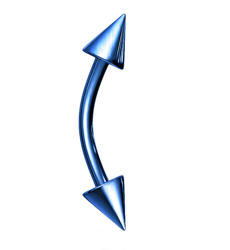 Blue PVD Spiked Curved Barbell