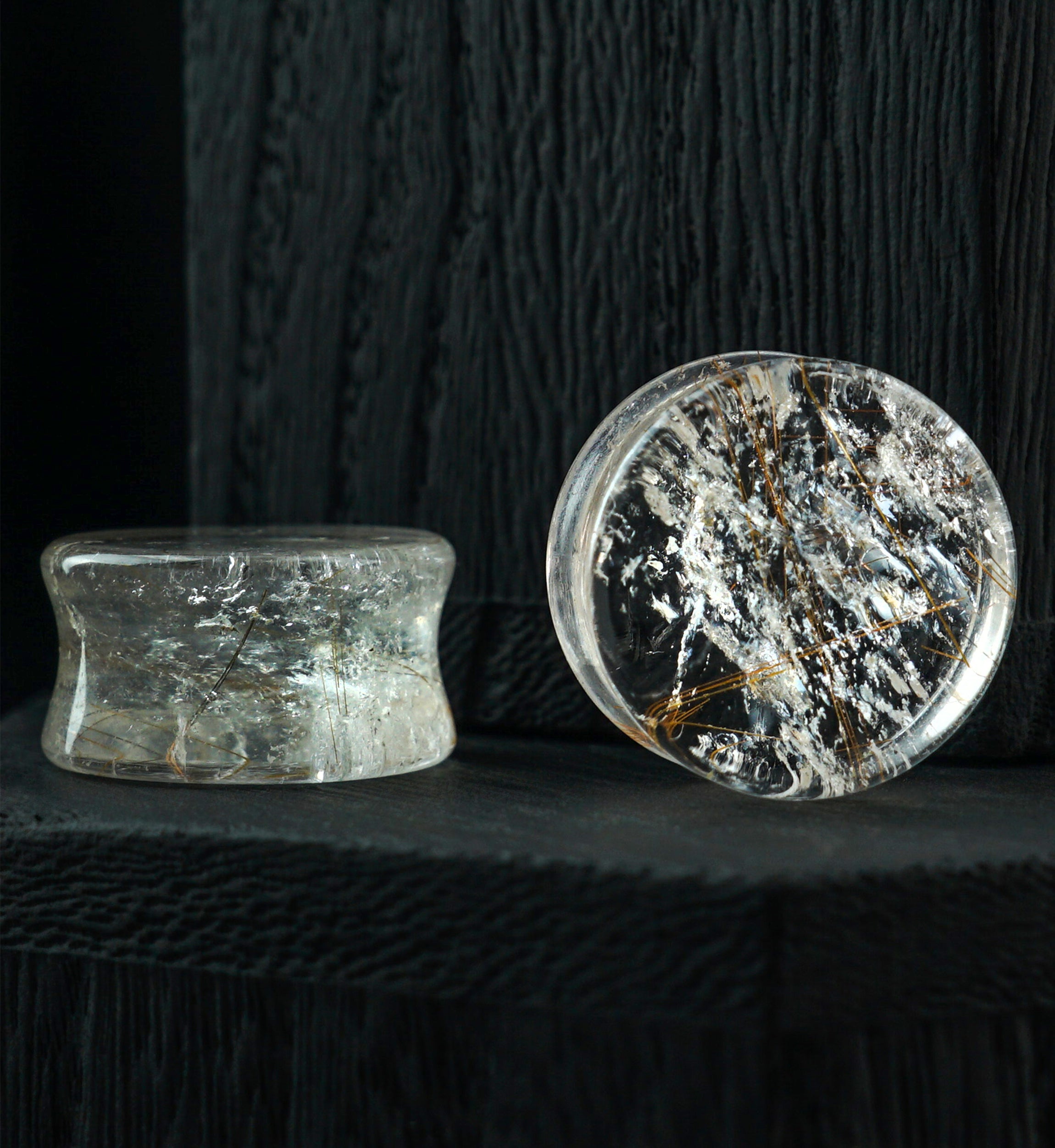 Rutilated Quartz Stone Plugs 3/4" (19mm) Version 1