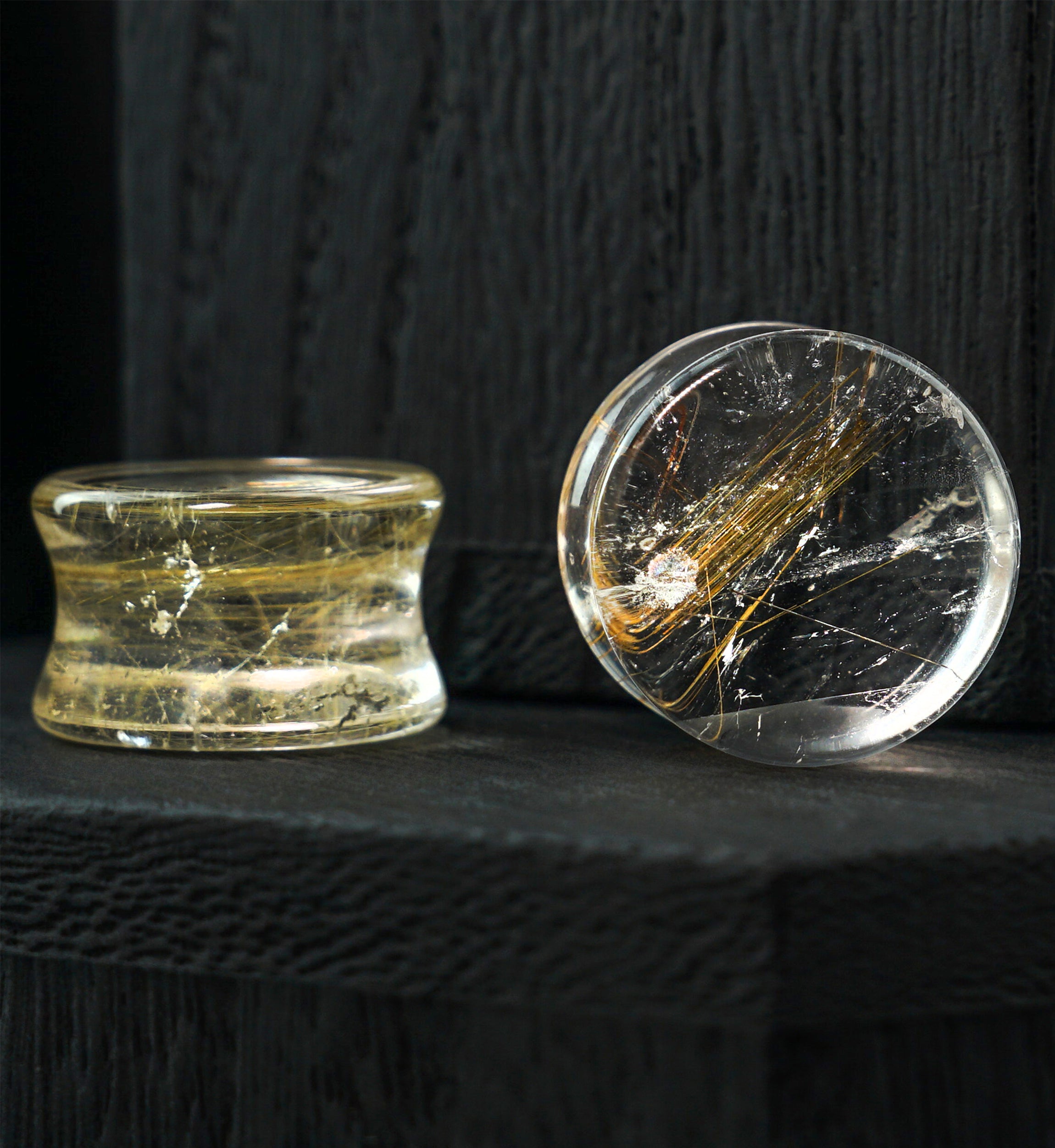 Rutilated Quartz Stone Plugs 5/8" (16mm) Version 1