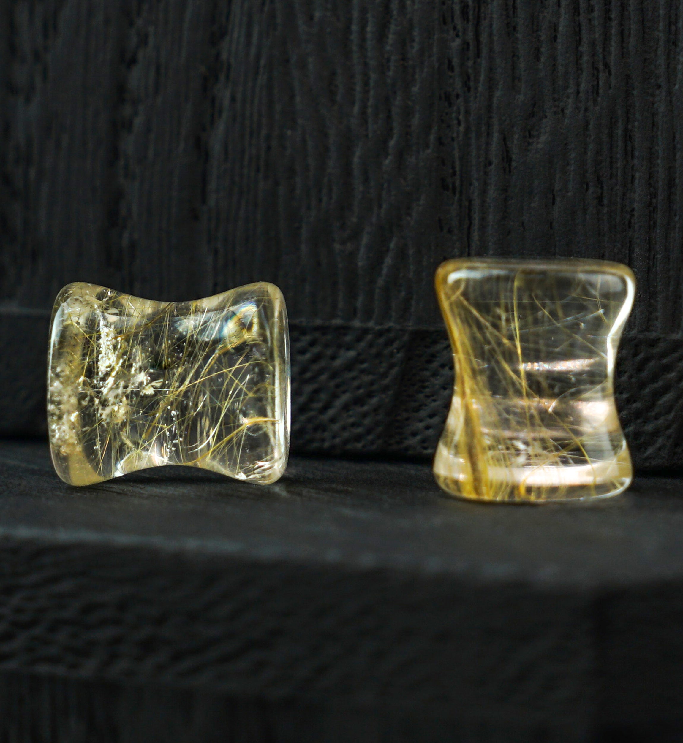 Rutilated Quartz Stone Plugs 0G (8mm) Version 1