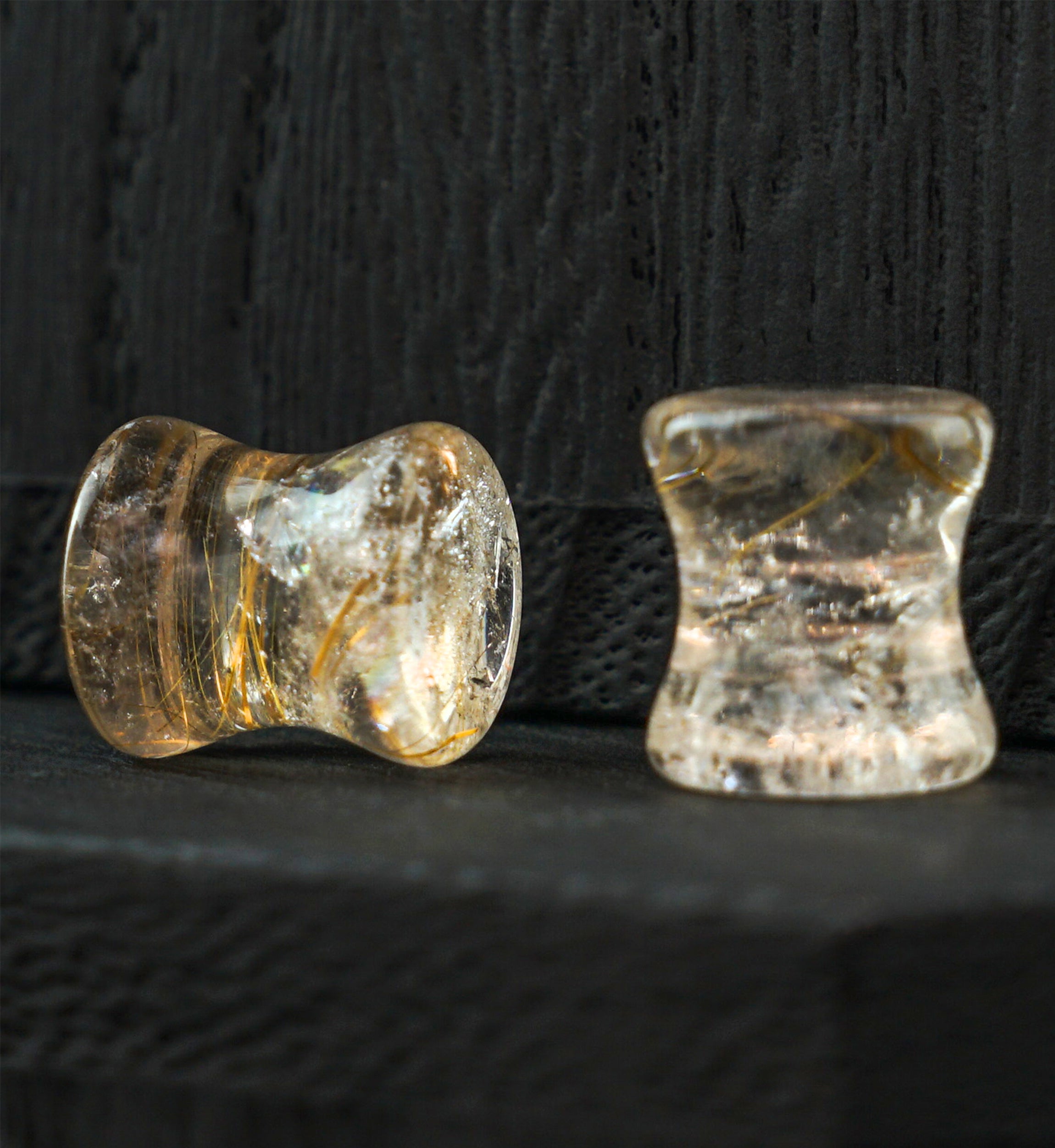 Rutilated Quartz Stone Plugs 0G (8mm) Version 3