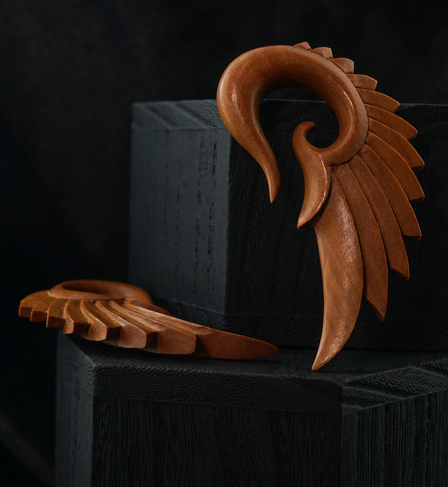 Saba Wood Angel Wing Hanger Plugs