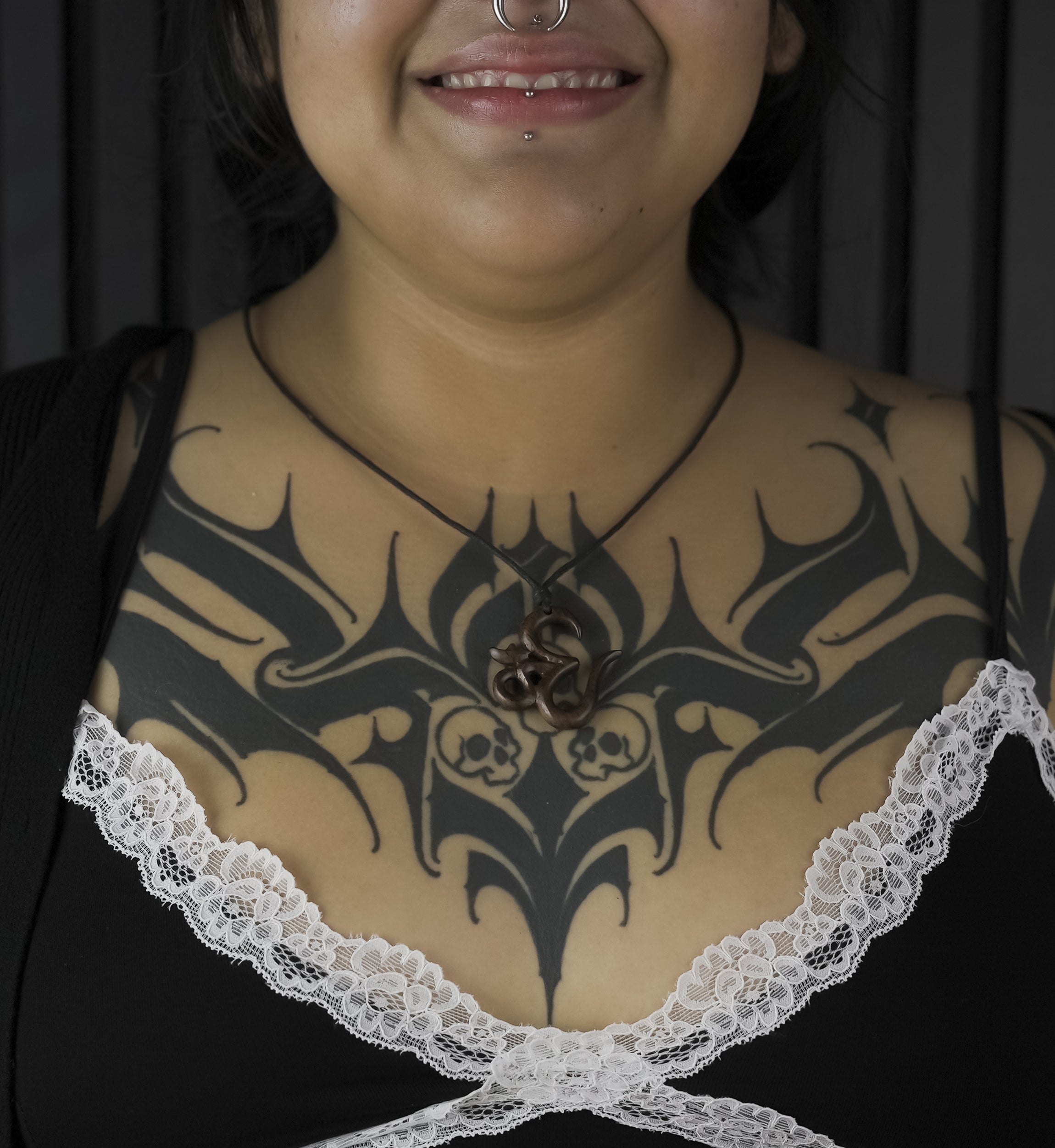 Sacred Om Symbol Narra Wood Pendant Necklace