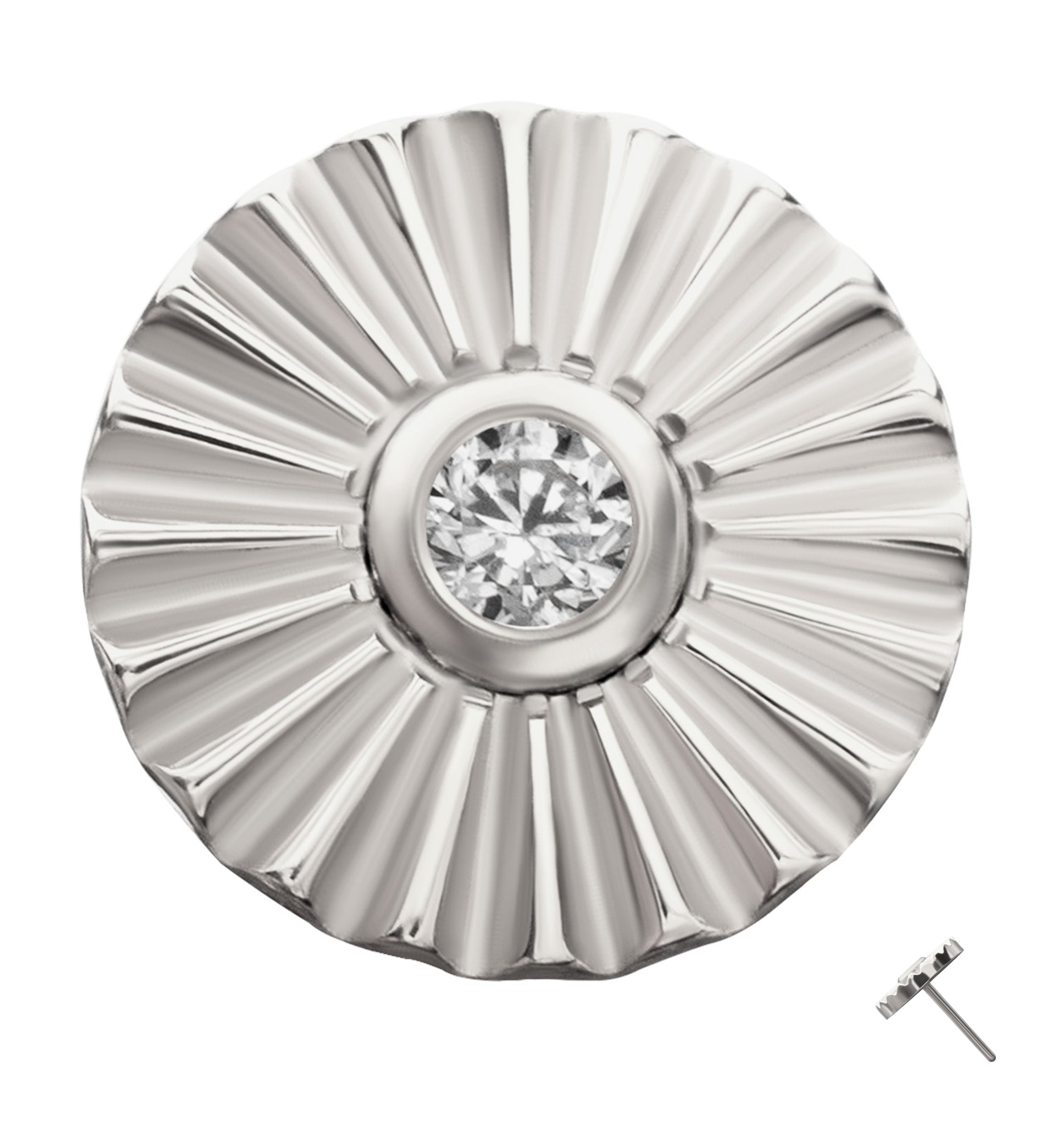 Score Disk Clear CZ Threadless Titanium Top