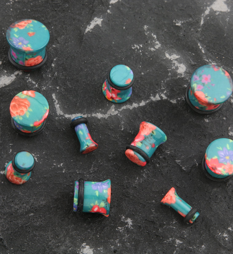 Scuba Floral Plugs - Single Flared