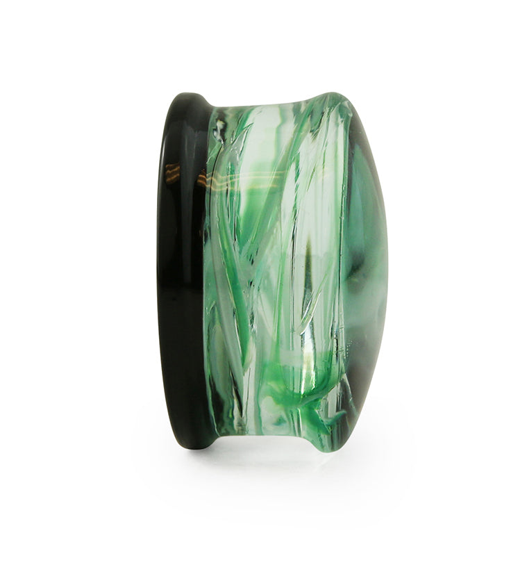 Seafoam Green Haze Swirl Glass Plugs